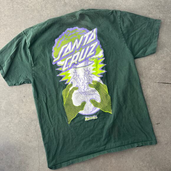 Vintage Other - Vintage Y2k Santa Cruz Skateboard Surf Kendall Green Graphic Tee Large